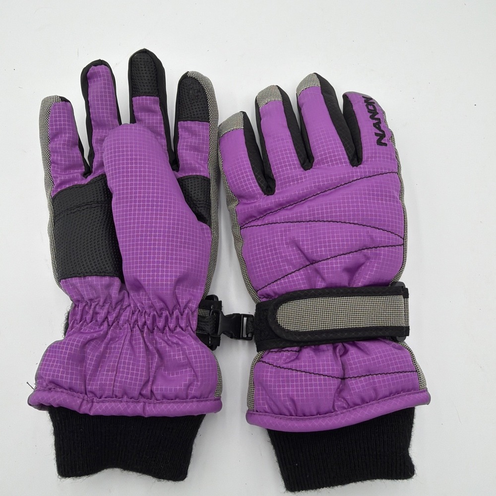 NANDN Women's Medium Snowmobile Gloves Black and Purple Plush Lined‎  Snow Cold